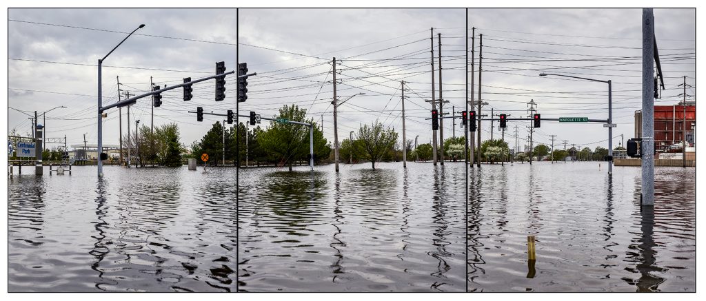 Mississippi Flood Triptych #4, Davenport, Iowa, USA, May 7, 2019
