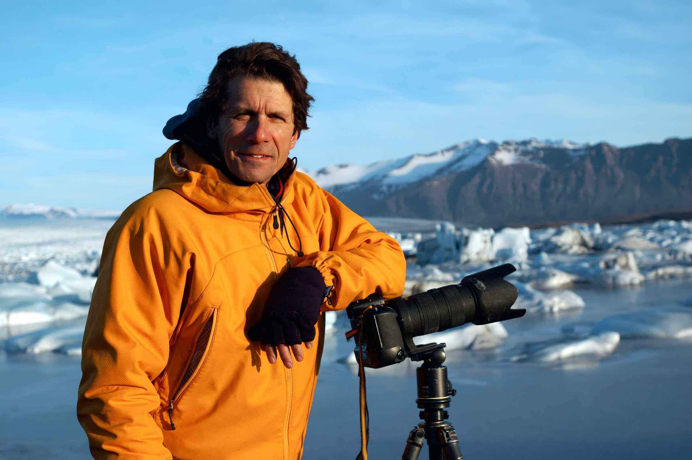 Extreme Ice Survey Founder and Director James Balog at Jökulsárlón during photography at the beginning of what became the Extreme Ice Survey, Jökulsárlón, Iceland (2005)