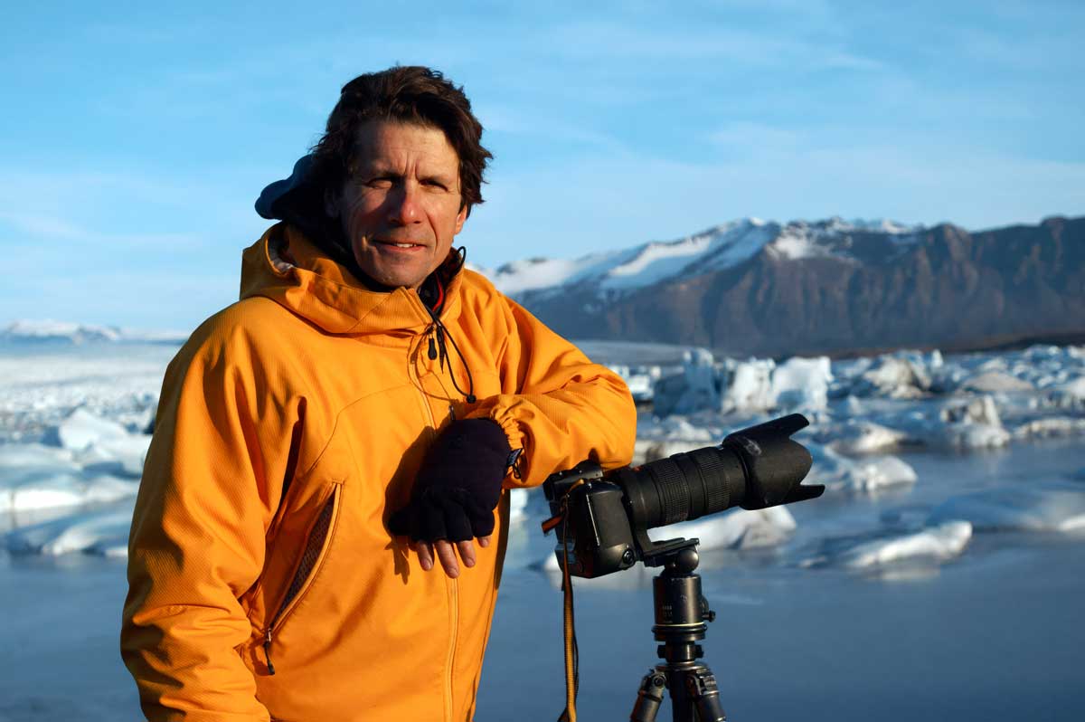 Extreme Ice Survey Founder and Director James Balog at Jökulsárlón during photography at the beginning of what became the Extreme Ice Survey, Jökulsárlón, Iceland (2005)